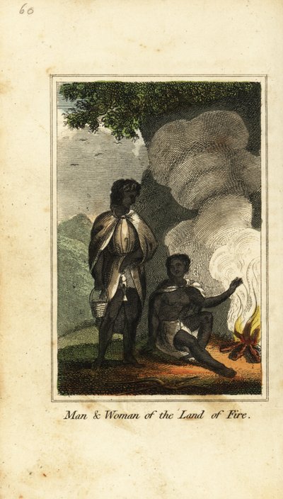 Man and Woman of the Land of Fire or Tierra del Fuego by English School