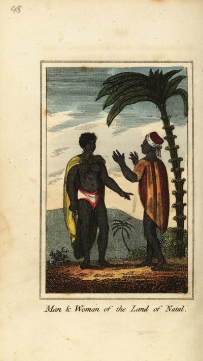 Man and woman of the Land of Natal, South Africa by English School