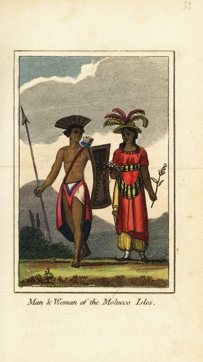 Man and woman of the Molucco Isles (Maluku Islands) by English School