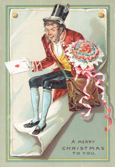 Man delivering letter and flowers by English School