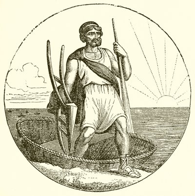 Man in Coracle by English School