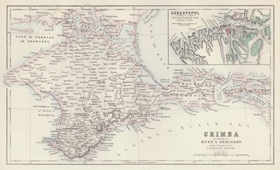 Map: Crimea, according to Huot and Demidoff, drawn and engraved by J Bartholomew, Edinburgh; Sebastopol, according to a reduced original Russian Plan published at Berlin by English School