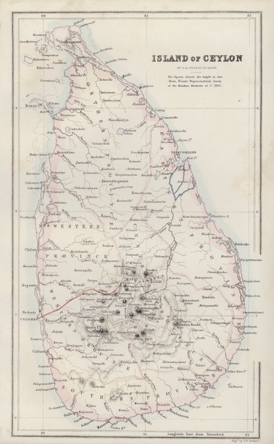 Map: Island of Ceylon, by G H Swanston, Edinburgh by English School