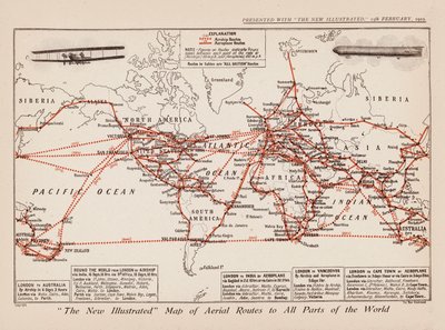 Map of Aerial Routes to All Parts of the World by English School