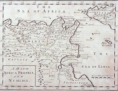 Map of Africa Propria and Numidia (Modern Tunisia and Algeria) late 18th century by English School