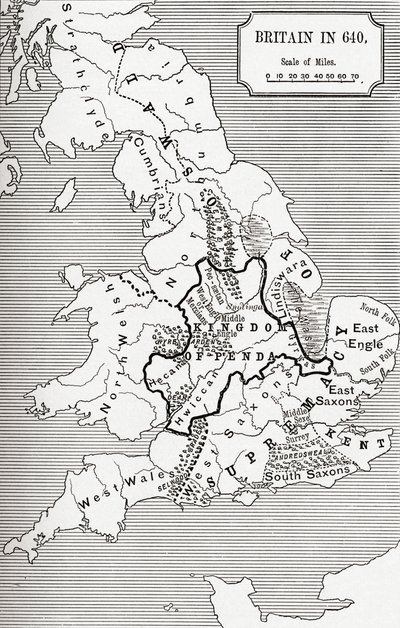 Map of Britain in 640, from The Northumbrian Kingdom in 
