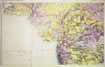 Map of Cutch and Bombay Presidency, India, 1898 by English School