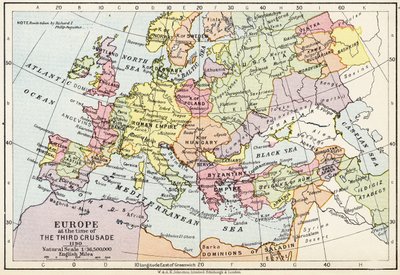 Map of Europe at the Time of the Third Crusade, 1190, from 
