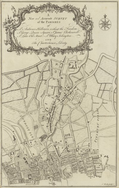 Map of Islington, Clerkenwell, Holborn and Finsbury by English School