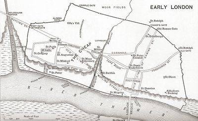 Map of London in the 11th Century by English School