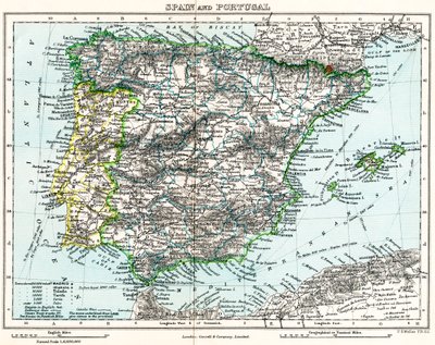 Map of Spain and Portugal by English School