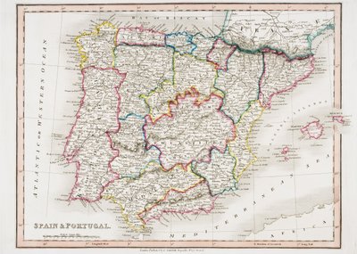 Map of Spain and Portugal by English School