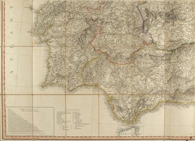 Map of Spain Said to Have Been Used by the Duke of Wellington by English School