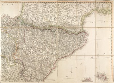 Map of Spain Said to Have Been Used by the Duke of Wellington by English School