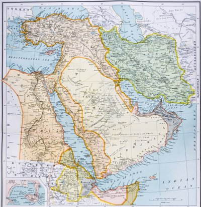 Map of Turkey, Middle East Horn of Africa and Persian Gulf in the 1890s, from 