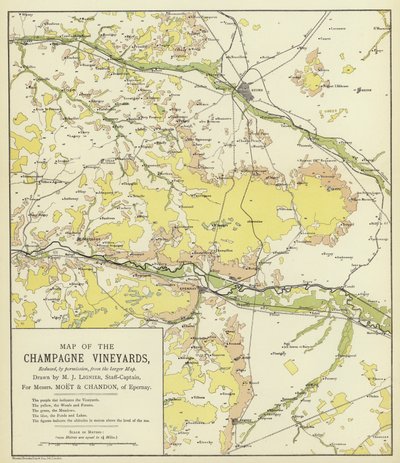 Map of the Champagne Vineyards by English School