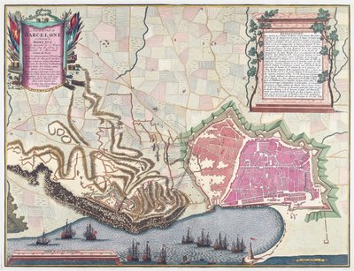 Map of the Siege of Barcelona in April 1706 by English School