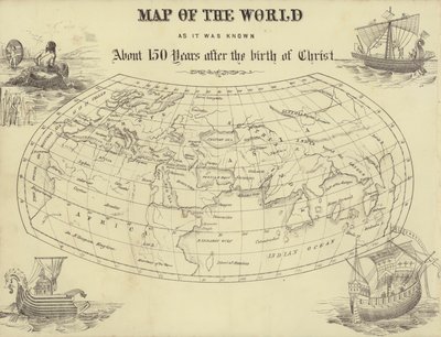 Map of the world as it was known about 150 years after the birth of Christ by English School