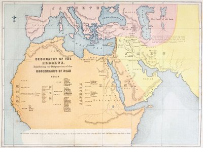 Map Showing the Geography of the Hebrews and Exhibiting the Dispersion of the Descendants of Noah by English School