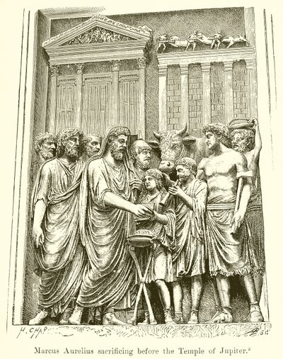 Marcus Aurelius Sacrificing before the Temple of Jupiter by English School