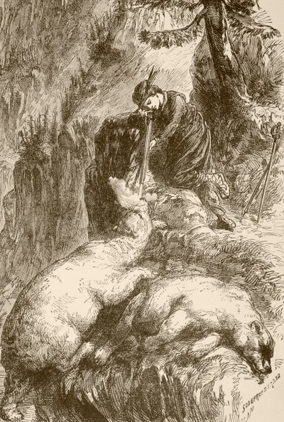 Marguerite de Roberval Shoots Two Bears on the Isle of Demons off Newfoundland by English School