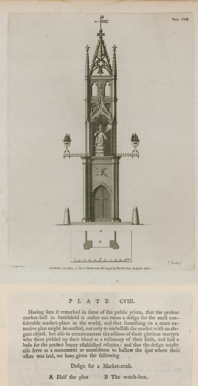 Market cross, Smithfield by English School