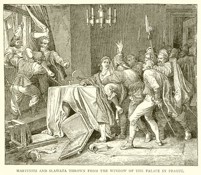 Martinitz and Slawata Thrown from the Window of the Palace in Prague by English School