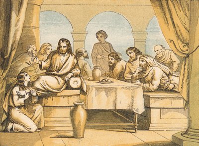 Mary anointing the feet of Jesus by English School