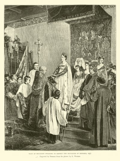 Mary of Burgundy Swearing to Respect the Privileges of Brussels, 1477 by English School