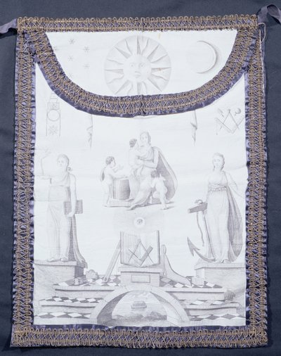 Masonic apron depicting faith, hope and charity by English School