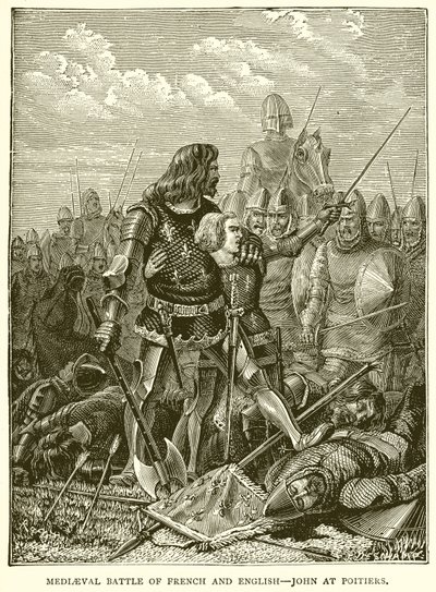 Mediaeval Battle of French and English--John at Poitiers by English School