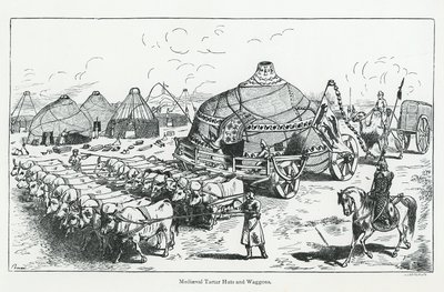 Medieval Tartar Huts and Wagons by English School