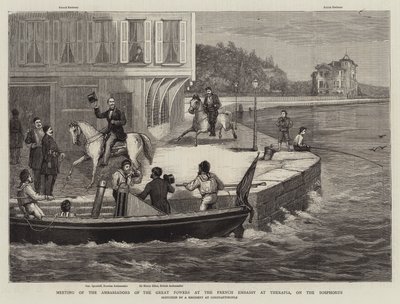 Meeting of the Ambassadors of the Great Powers at the French Embassy at Therapia, on the Bosphorus (engraving) by English School