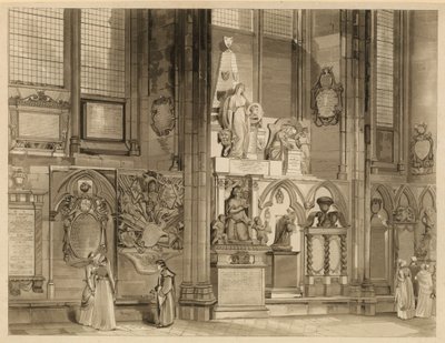 Memorials and statues in Westminster Abbey, London by English School