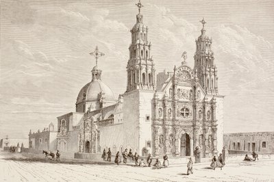 Metropolitan cathedral in Plaza de Armas, Chihuahua, Mexico in the nineteenth century by English School