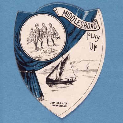 Middlesboro Play Up, Baines Card in the Shape of a Shield, 1888-89 by English School