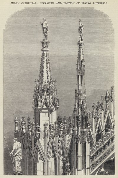 Milan Cathedral, Pinnacles and Portion of Flying Buttress by English School