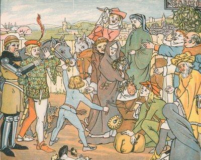 Mine Host assembling the Canterbury pilgrims by English School