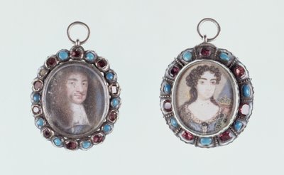 Miniatures of Charles II and Catherine of Braganza by English School