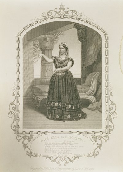 Miss Glyn as Cleopatra, Act II Scene 5, in Antony and Cleopatra by William Shakespeare, engraved by George Hollis from a Daguerreotype by Paine of Islington by English School