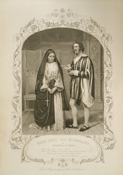 Miss Glyn as Isabella and Mr. Hoskins as Lucio, Act I Scene 4, in Measure for Measure, by William Shakespeare from a Daguerreotype by Paine of Islington by English School