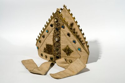 Mitre belonging to William of Wykeham, late 14th or early 15th century, view of the back by English School