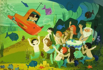 Modern Fairy Tale: Submarine and Mermaids by English School