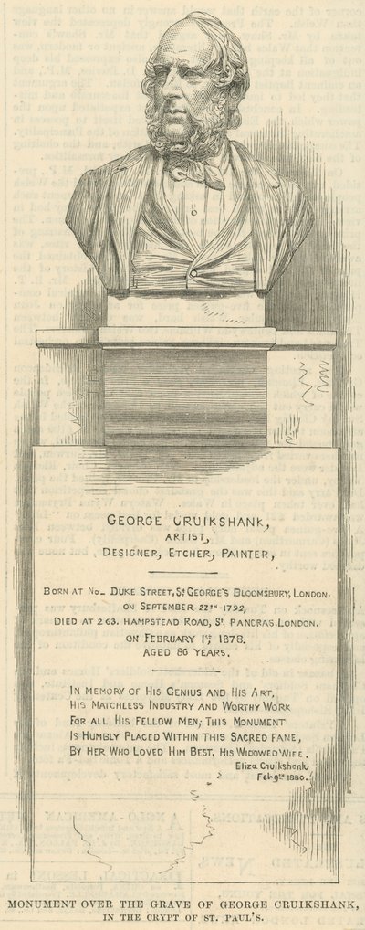Monument Over the Grave of Artist George Cruikshank by English School