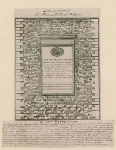 Monument to Theodore, King of Corsica by English School