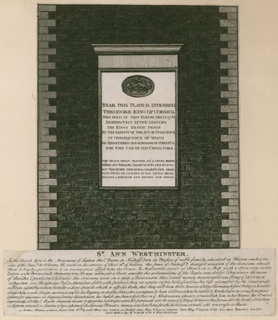 Monument to Theodore, King of Corsica by English School