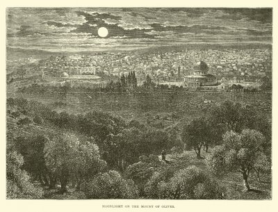 Moonlight on the Mount of Olives by English School