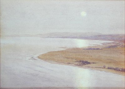 Moonlit Coastal Scene by English School