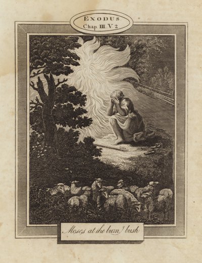 Moses at the burning bush by English School