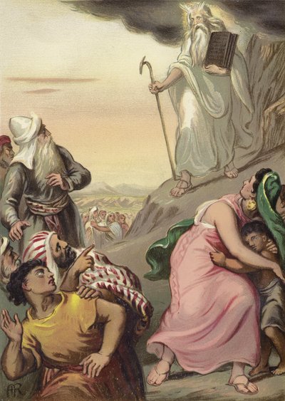 Moses Coming Down Mount Sinai by English School